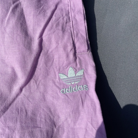 Linen Blend Wide Leg 7/8 Pants Adidas Original Lavender - XL - Picture 3 of 10